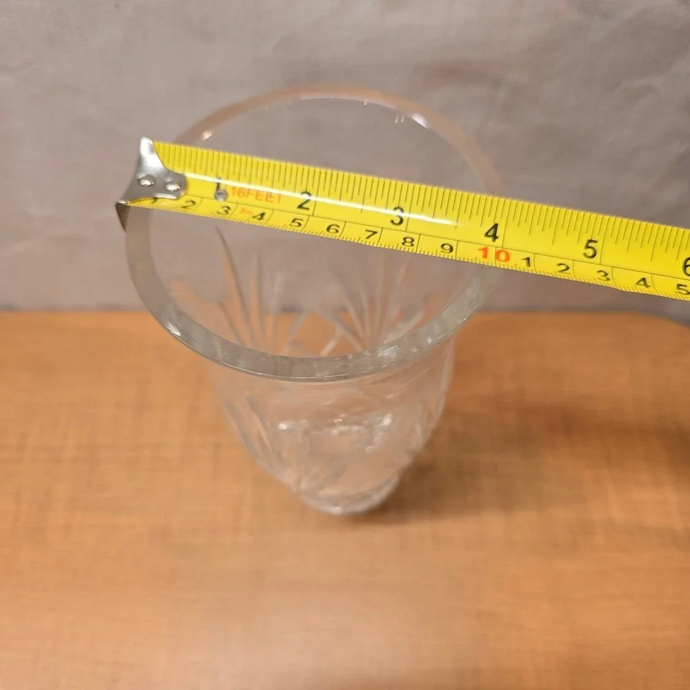 Heavy Decorative Clear Crystal Cut Glass Flared‎ Vase 7